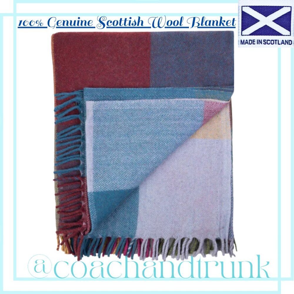 IMPORTED THROW BLANKET Scottish Blanket Import Vibrant Colors & Earth Tones NWT